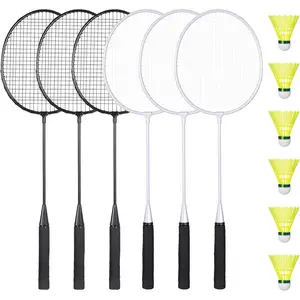 Badminton Rackets Set with 6 Shuttlecocks, Lightweight Badminton Set of 6 for Outdoor Backyard Games, Racquets with Durability for Beginners and Casual Players