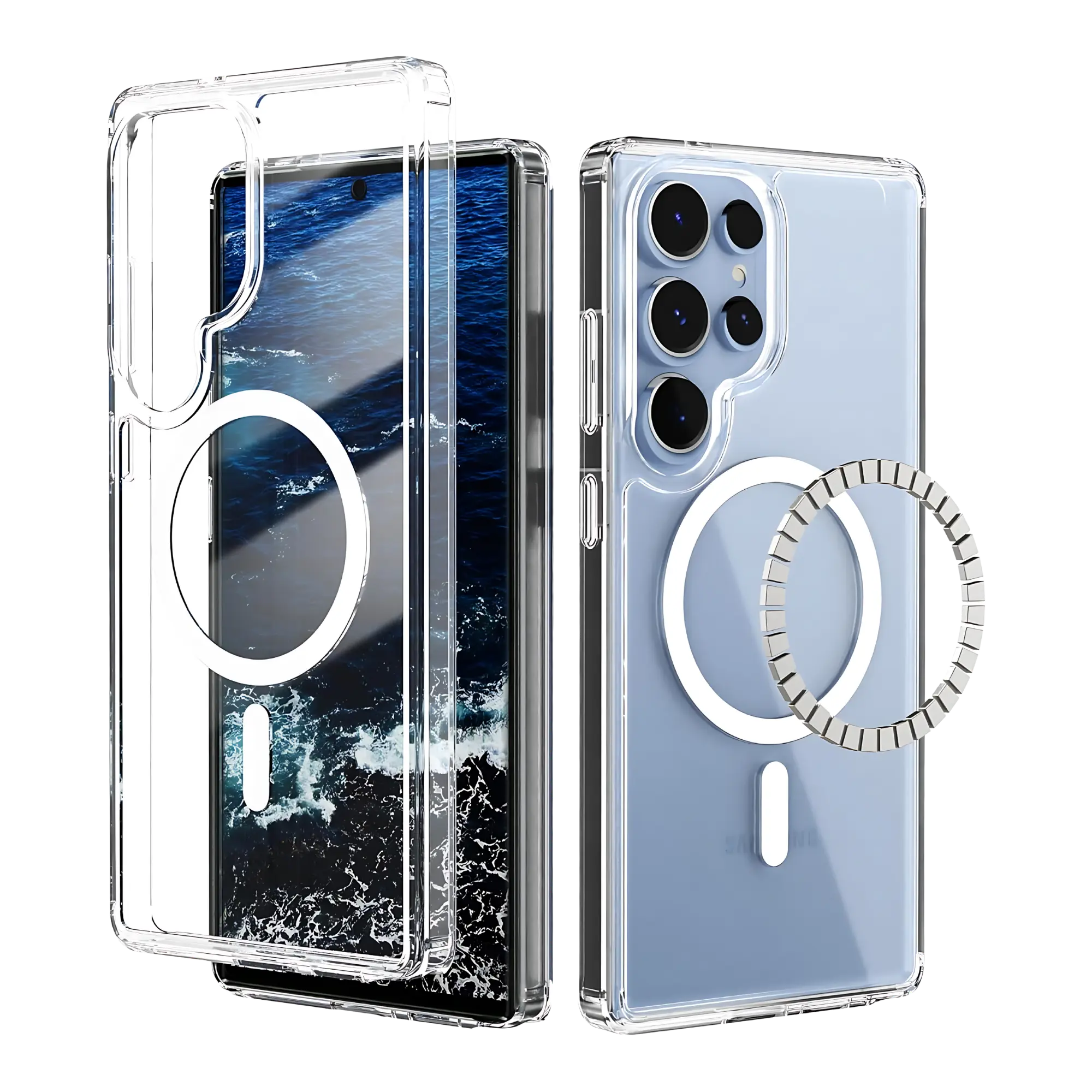 Strong Magnetic Clear Case for Samsung Galaxy S24/S24+/S24 Ultra/S25/S25+/S25 Ultra & S26/S26+/S26 Ultra – Compatible with MagSafe, Shockproof Slim Transparent Protective Cover