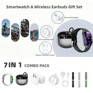 Smartwatch Gift Set | Bluetooth Earbuds + Charger + Extra Straps