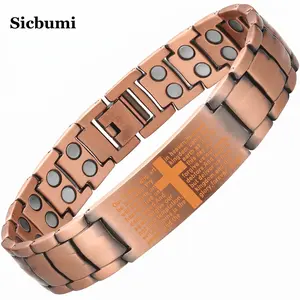 Sicbumi Copper Bracelet for Men, Cross Copper Magnetic Bracelet with Ultra Strength Magnets, Jewelry Gift Father's Day