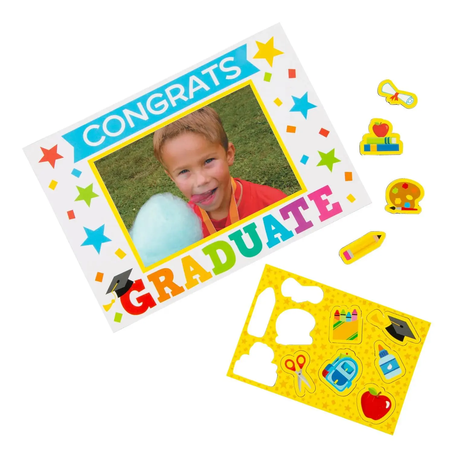 7" x 5" Graduation Magnetic Vinyl Picture Frames with Magnet Icons - 12 Pc.
