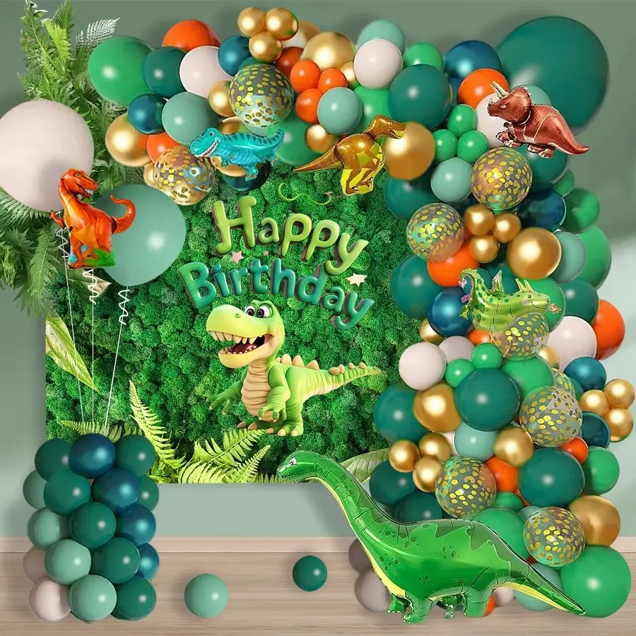116pcs Dinosaur Theme Party Decorations, Multicolor Latex Balloons, Balloon Animal Balloons, Balloon Set, Kids Birthday Party Supplies, Zoo Museum Decoration, Balloon Decorations Kit