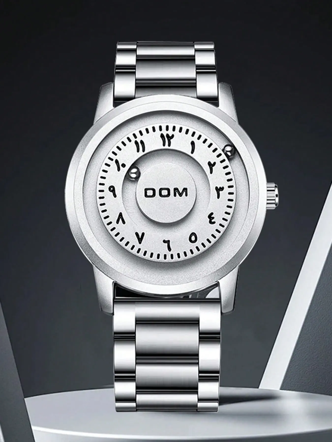 Men's Street Trend Magnetic Waterproof Watch, Modern Casual Wristwatch, Quartz Analog Watches, Fashionable with Arabic Numeral Scale Timekeeping, Trendy for Daily Life with Box, Quartz Analog Timepiece