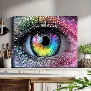 1 piece, 【Rainbow Eyes】, 5D diamond painting, frameless, includes tool kit. All-natural round diamond painting, diamond art embroidery kit, suitable for home decoration, handmade relaxing gift, Diamond Art Tools