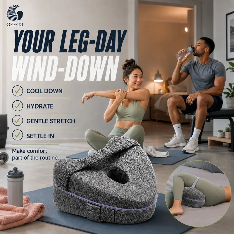 GEECO Orthopedic Memory Foam Knee Pillow - Heart Shape, Adjustable Secure Strap, Contoured Hip & Leg Support, Memory Foam Cushion for Side Sleepers, Post-Workout Rest, Posture Fix & Good Posture, Hip Relief