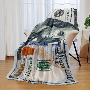 1pc, $100 HD Print Blanket Funny $100 Print Multi-Purpose HD Print Outdoor Beach Camping Living Room Sofa Pet Office Cover Blanket Flannel Blanket Cover Blanket Living Room Decorative Flannel