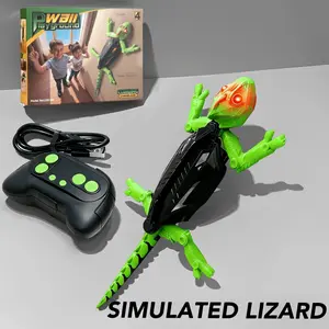 Remote Control Wall-Climbing Lizard Toy LED Glowing Eyes 360° Drift Soft Rubber Reptile for Indoor Party Holiday Gift