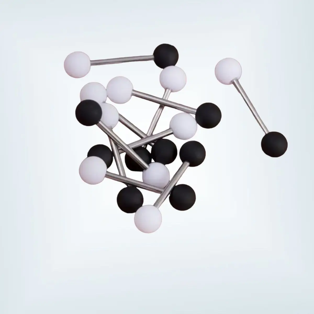 White and black tongue ring, 14g nipple piercing, surgical steel nipple barbell, punk nipple jewelry tongue jewelry (1pc)