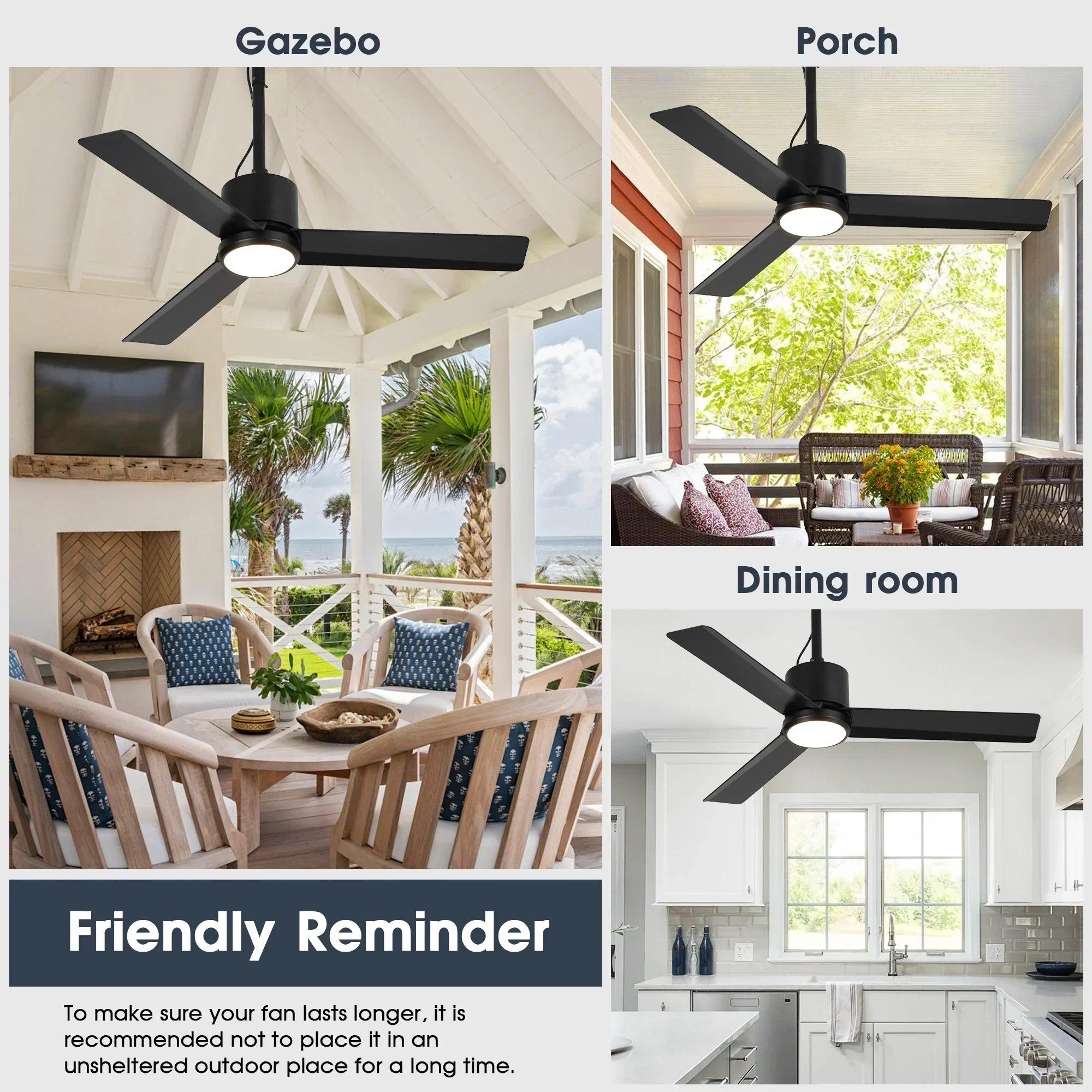 42" Outdoor/Indoor Ceiling Fan with Light | IP65 Waterproof Black | Remote & Convenient Hanging Hook 42" Outdoor/Indoor Ceiling Fan with Light | IP65 Waterproof Black | Remote & Convenient Hanging Hook