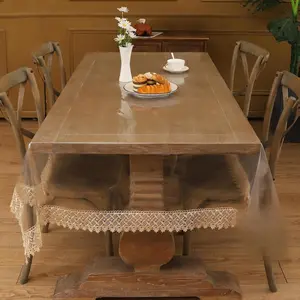 Clear Vinyl Tablecloth Protector Waterproof/Oil-Proof Plastic Square Transparent Sheet Table Cover (54X84 Inch)