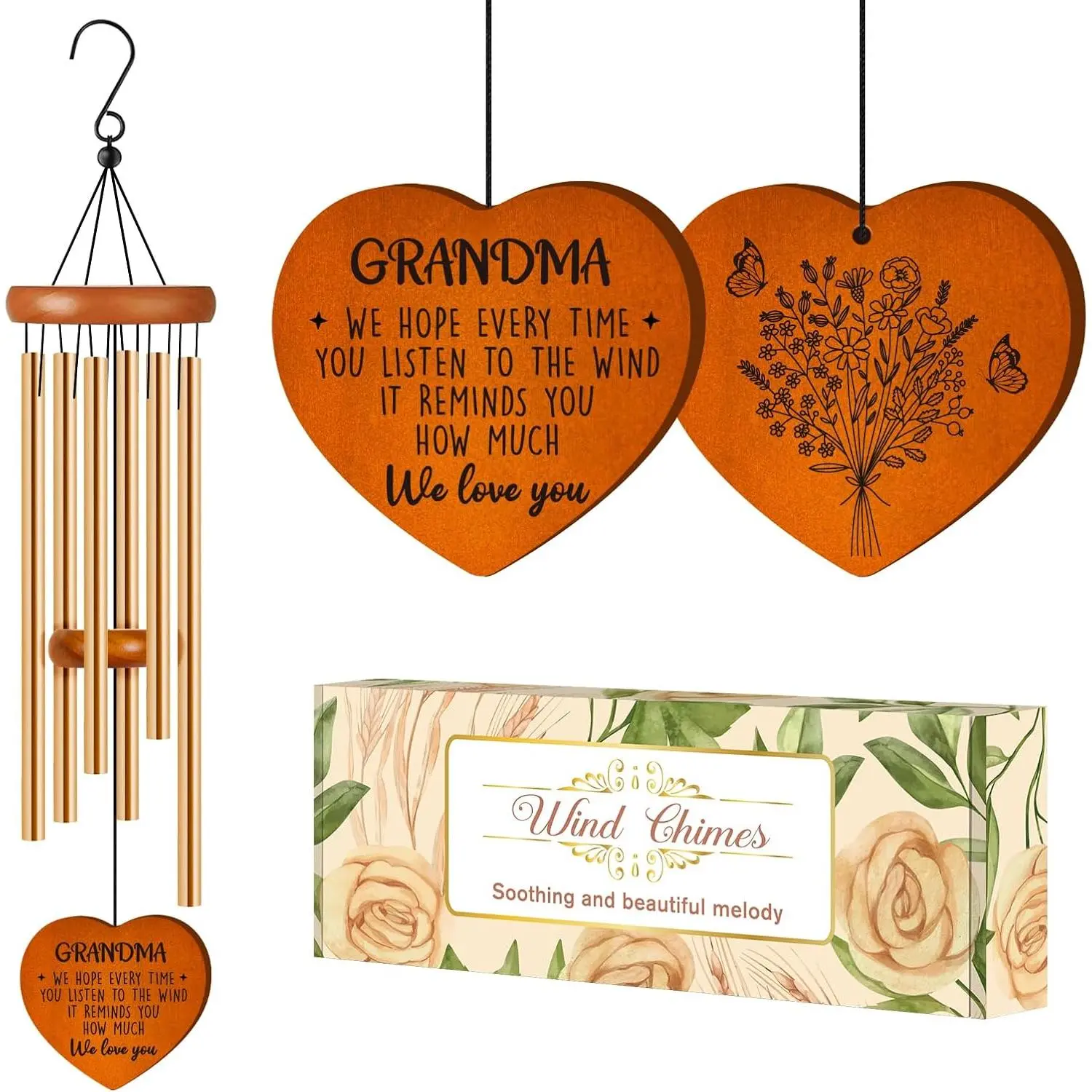 Gifts for Grandma, Grandma Birthday Gifts from Grandkids, Grandma  Wind Chimes,  Grandma  Ideas for Mothers Day Thanksgiving, Present for Grandmother from Granddaughter Grandson
