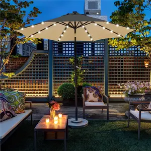 Yaheetech 7.5/9/10FT Patio Umbrella Solar Market Umbrella with 6/8 Ribs Tilt and Crank Garden Table Umbrella for Garden, Deck, Backyard, Pool, Beach