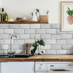 Self Adhesive Brick Pattern Wall Sticker, Waterproof Wall Decal, Decorative Sticker for Home Kitchen Bathroom, Ornaments