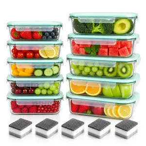 Mother’s Day Gift | 10-Piece Borosilicate Glass Food Storage Container Set (5 x 13oz + 5 x 36oz) – Airtight & Leak-Proof, Stackable, Microwave, Oven, Freezer & Dishwasher Safe, BPA Free Meal Prep Containers with Silicone Lids for Kitchen Organization tikt
