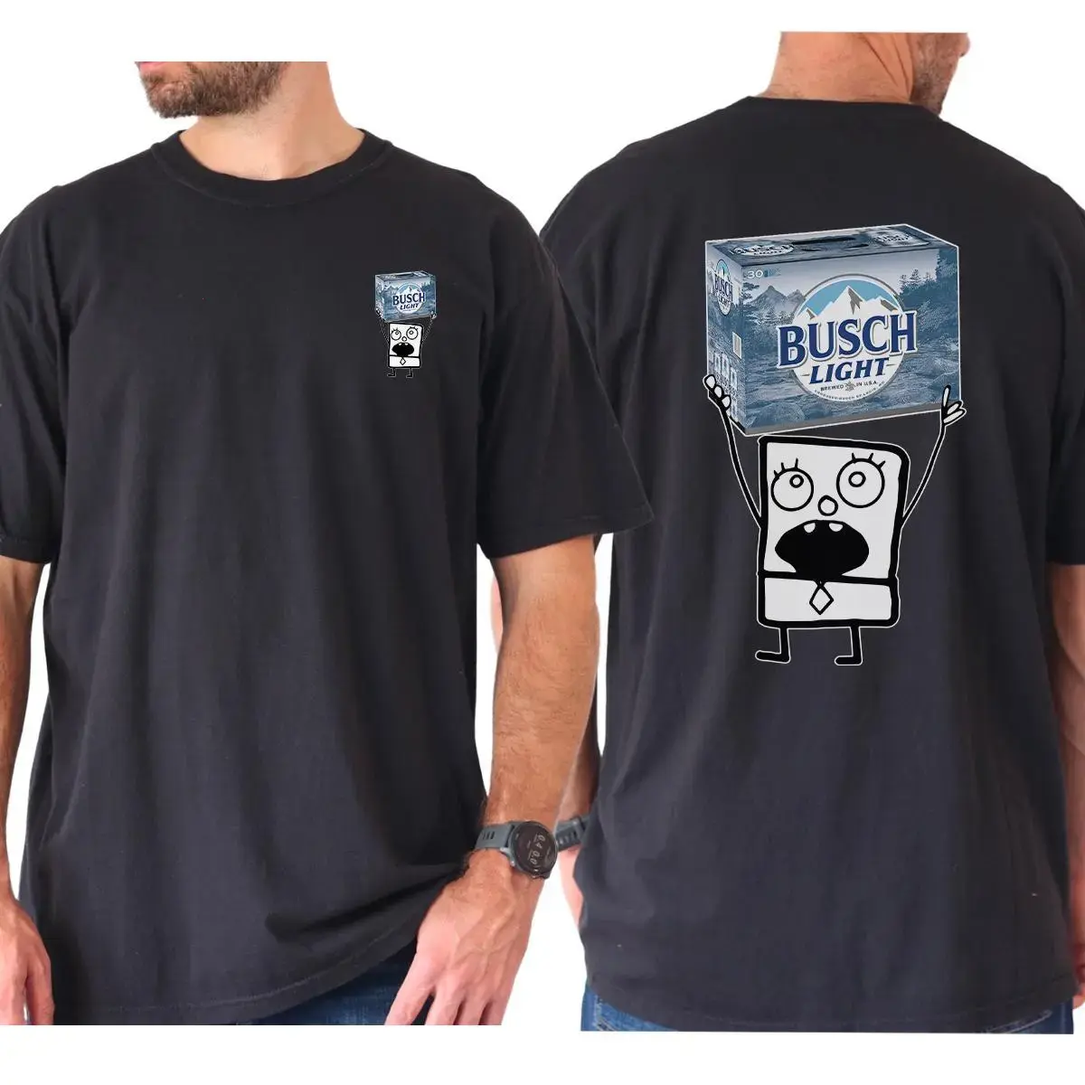 Buussch Light Doodlebob Tshirt/Sweatshirt/Hoodie For Men And Women Double Sided Graphic Printed, Unisex Classic Cotton Shirt Casual Crewneck