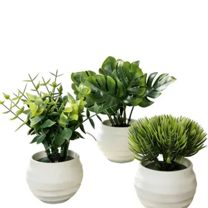 3pcs Realistic Plant Mini Potted Plants Set, Indoor Office Desktop Decor, Artificial Greenery for Living Room Bedroom Window Bookshelf