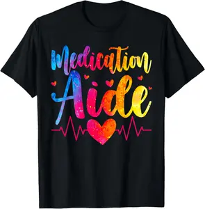 100% Cotton Medication Aide Heartbeat Medication Aides T-Shirt
