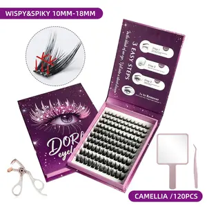 live only 1[Camellia ONE BOX]Spiky Cluster Lashes 10-18mm Self Adhesive Waterproof Long Lasting Press On Lashes for Effortless Eye Makeup Application Camellia Spiky Cluster Lashes – One Box