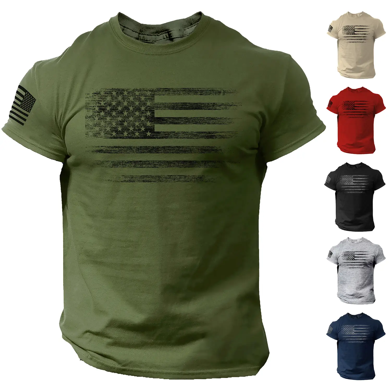 Rogue Style USA Distressed Flag Men's T-Shirt, Casual Cotton Tee - Menswear