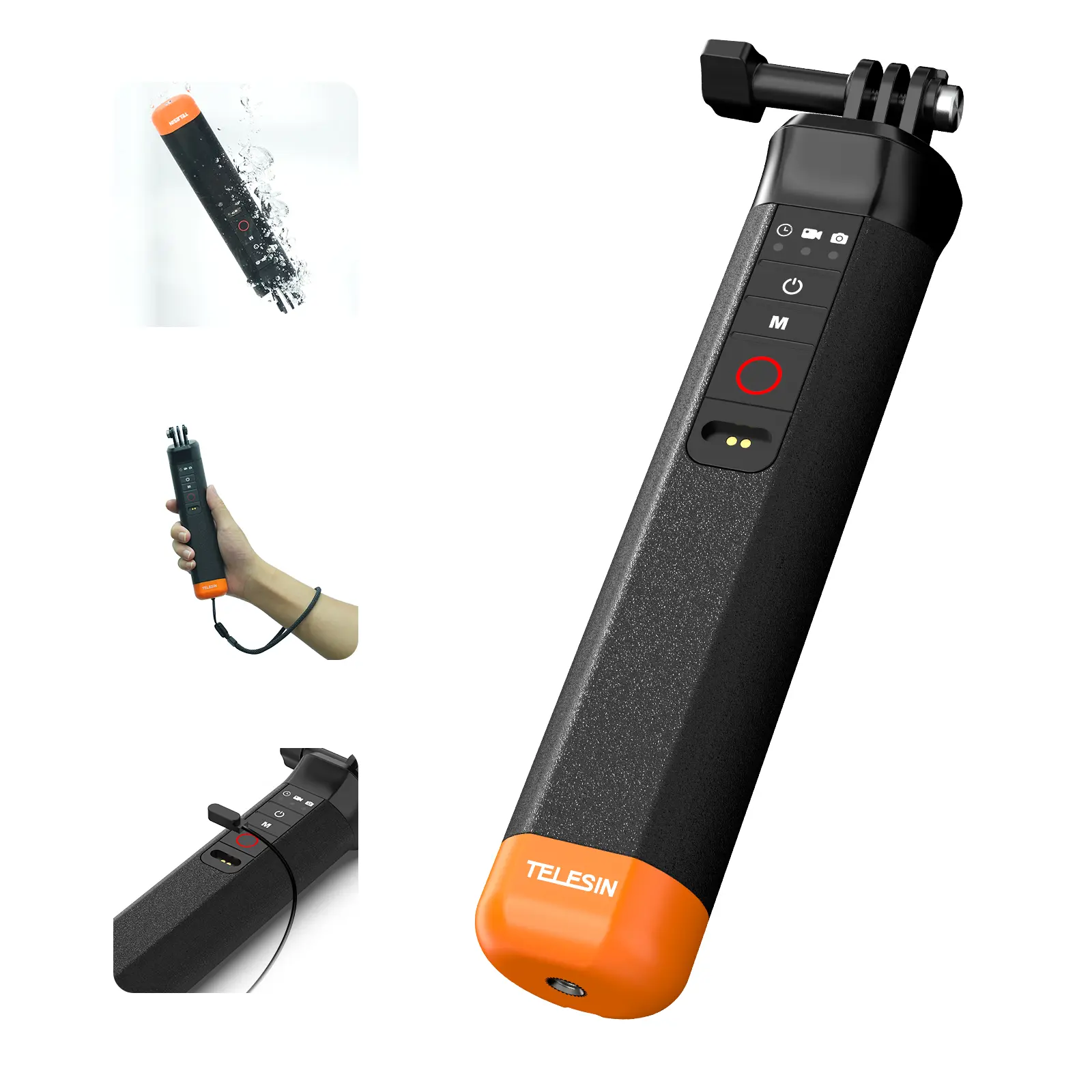TELESIN Floating Selfie Stick with Bluetooth Remote - Waterproof Hand Grip, Handle Mount Accessory for GoPro Hero 13,12,11,10,9,8 Action Cameras