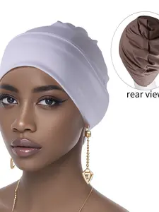 Elastic Turban Hat for Women, Casual Fitted Plain Headscarf Cap, All Seasons Fashion Accessory, Versatile and Stylish, Scarf Head Wrap