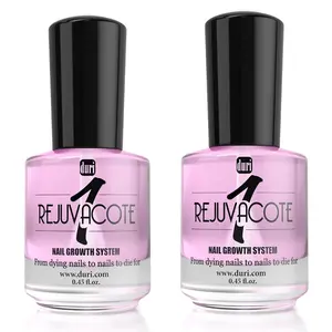duri Rejuvacote 1 Nail Growth System - Maximum Strength Treatment, Youth-Enhancing Base & Top Coat, Nail Care Liquid, 2 x 0.45oz Polish-Compatible Bottles for Manicure