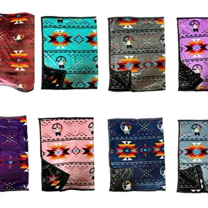 Native American Design With Medicine Wheel Super Soft Reversible Blanket Queen Size 86”x79”