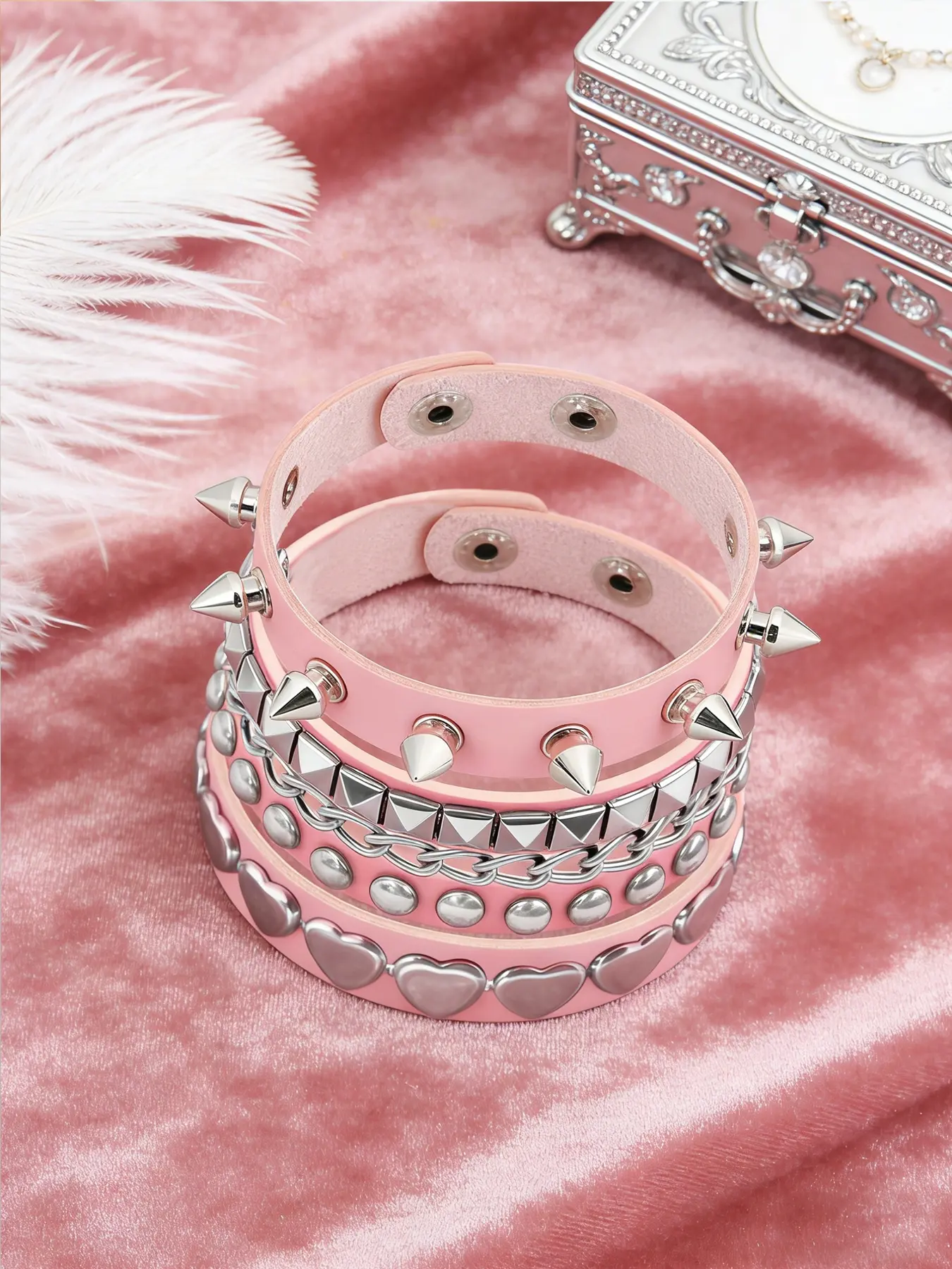 Punk Hip-Hop Style Rivet Bracelet Set for Women Men, Daily Festival Party Wear, Concert Carnival Accessory, Bold Studs, Stackable Bracelets, Stacking Bracelet, Fashion Cool Accessories, 3 Pieces