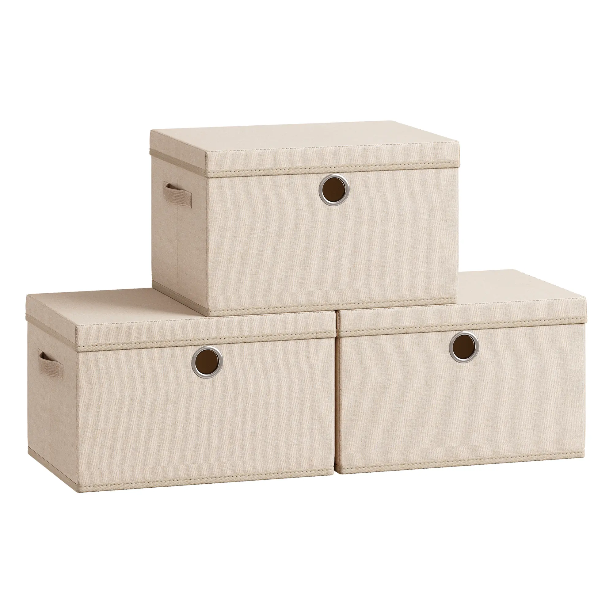 SONGMICS Large Storage Bins with Lids, 3 Pack Foldable Storage Boxes | 3 Pack Foldable Storage Boxes, 31 Quart Fabric Closet Organizer, 15.7 x 11.8 x 9.8 Inches