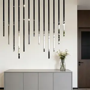 20 pieces of black long acrylic mirror wall stickers, self-adhesive decorative strips, size 3X50 centimeters, easy to install, no need for drilling, suitable for fashionable decoration of living rooms, bedrooms, ceiling frames, and TV background walls