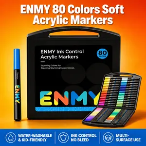 ENMY 80 Vibrant Colors Acrylic Markers Set - Artist Bundle with Quick Dry & Waterproof Art Materials for Kids Painting, Canvas Art, Card Making & Scrapbooking