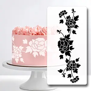 Reusable Cake Stencil Decorating Mold Set, Food Grade DIY Bakery Tools, Reusable Baking Template for Wedding Birthday Party Cakes & Desserts, Pastry Decorating Tools