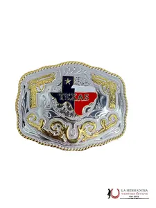SILVER & GOLD TEXAS STATE ROUND BUCKLE