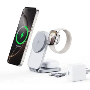 MagFusion Z 3-in-1  Station Compatible with MagSafe, 15W  Charger Foldable Qi2 Certified,  Charger for  17/16/15/14/13/12, AirPods 4/3/2/Pro,  Watch,