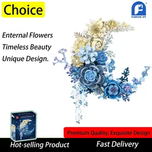 Promotional 935 Piece Moon Flower Building Blocks Set, Eternal Flower Model Compatible with Lego, Educational Toy, Romantic Gift for Kids and Adults, Building Block Sets