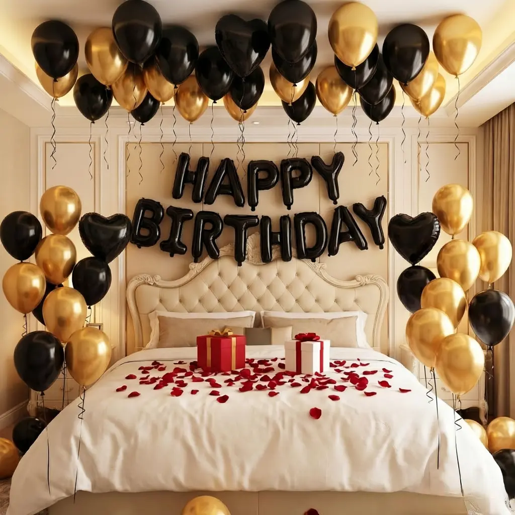 104pcs Black And Gold Birthday Party Decoration Set PET Material Happy Birthday Balloon Banner Latex Balloons Themed Party Supplies Gender Reveal Balloon