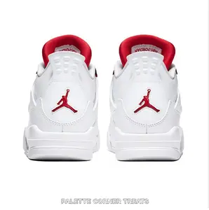 White Red Metallic Mid-Top Retro Basketball Shoe | Metallic Red Colorway Streetwear Sneaker