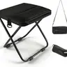 Collapsible Foldable Seat Stool - Lightweight Camping Furniture, Nylon Office Presentation Supply, Waterproof, Abrasive Resistant, Adult-Sized, 280 lbs Capacity, Dual Storage Pockets, Carry Bag, Ideal for Camping (Black)