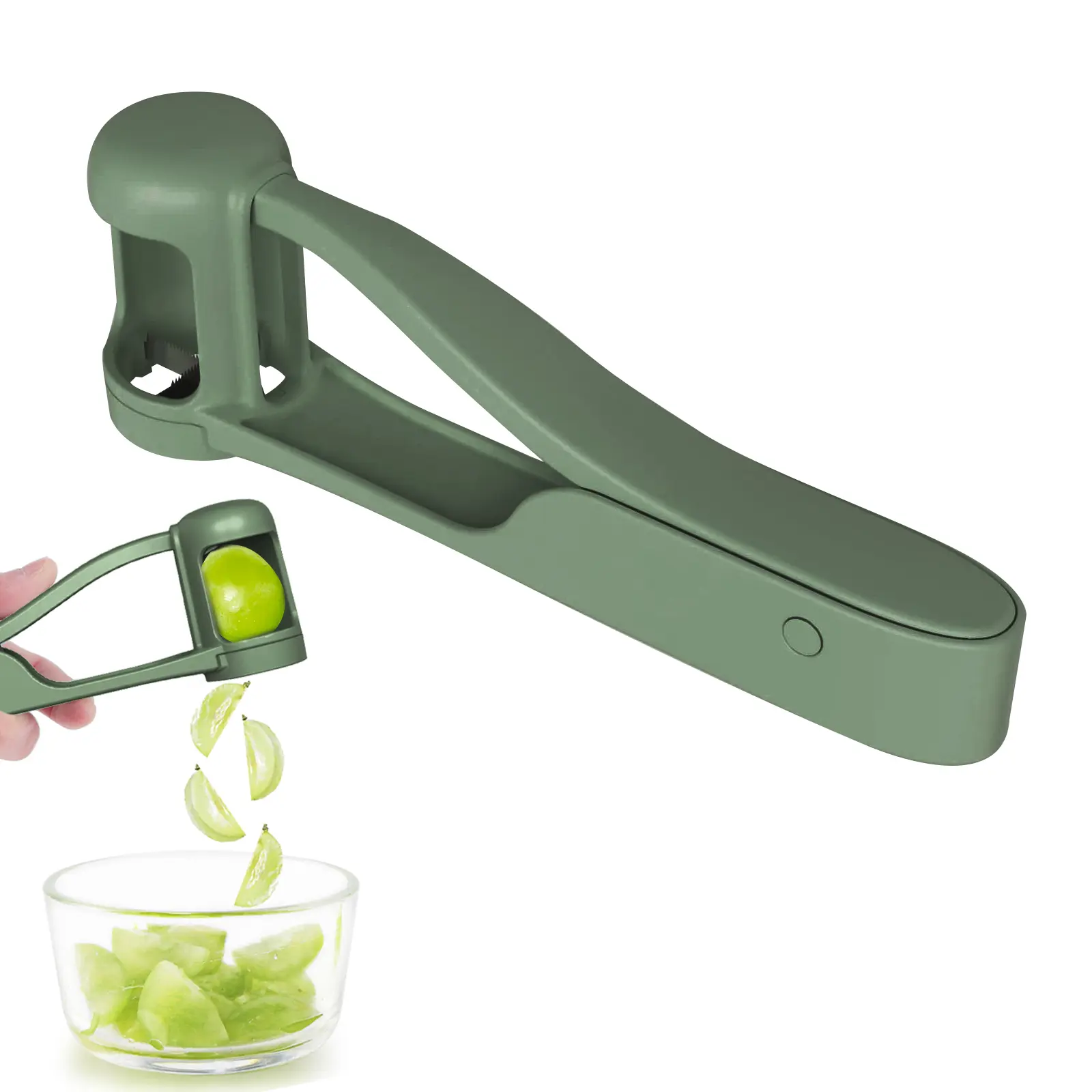Grape Cutter, Stainless Steel Fruit Slicer, Safe & Easy Grape, Cherry Tomato & Berry Cutter, Lightweight Kitchen Gadget for Fruit Salad & Cake Decoration