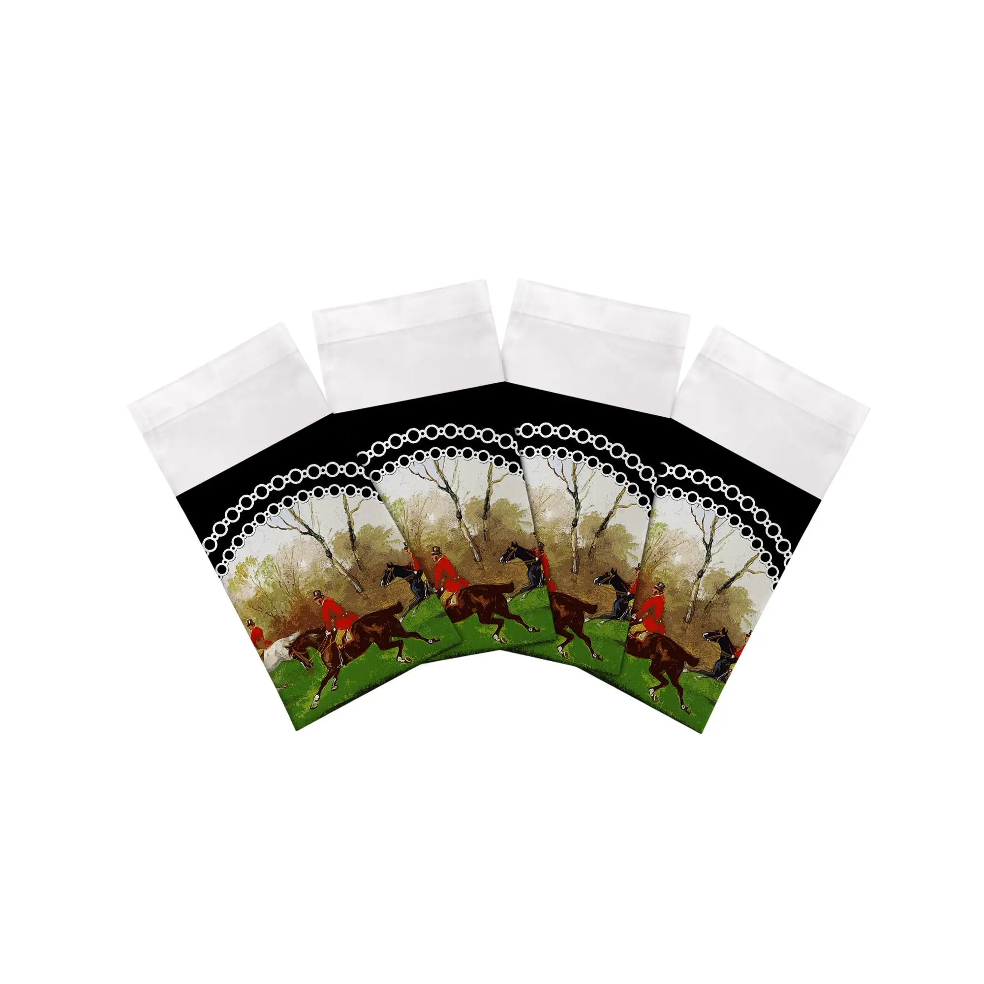 English Hunting Cotton Sateen Dinner Napkins