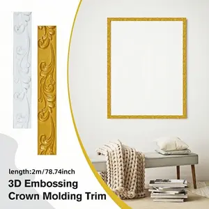 1 Roll 2-meter/78.74-inch Self-adhesive 3D Decorative Strip, Flexible PVC Molded Decorative Strip, Easy To Install, Peeling and Pasting Crown Design for TV Background and Home Wall Decoration