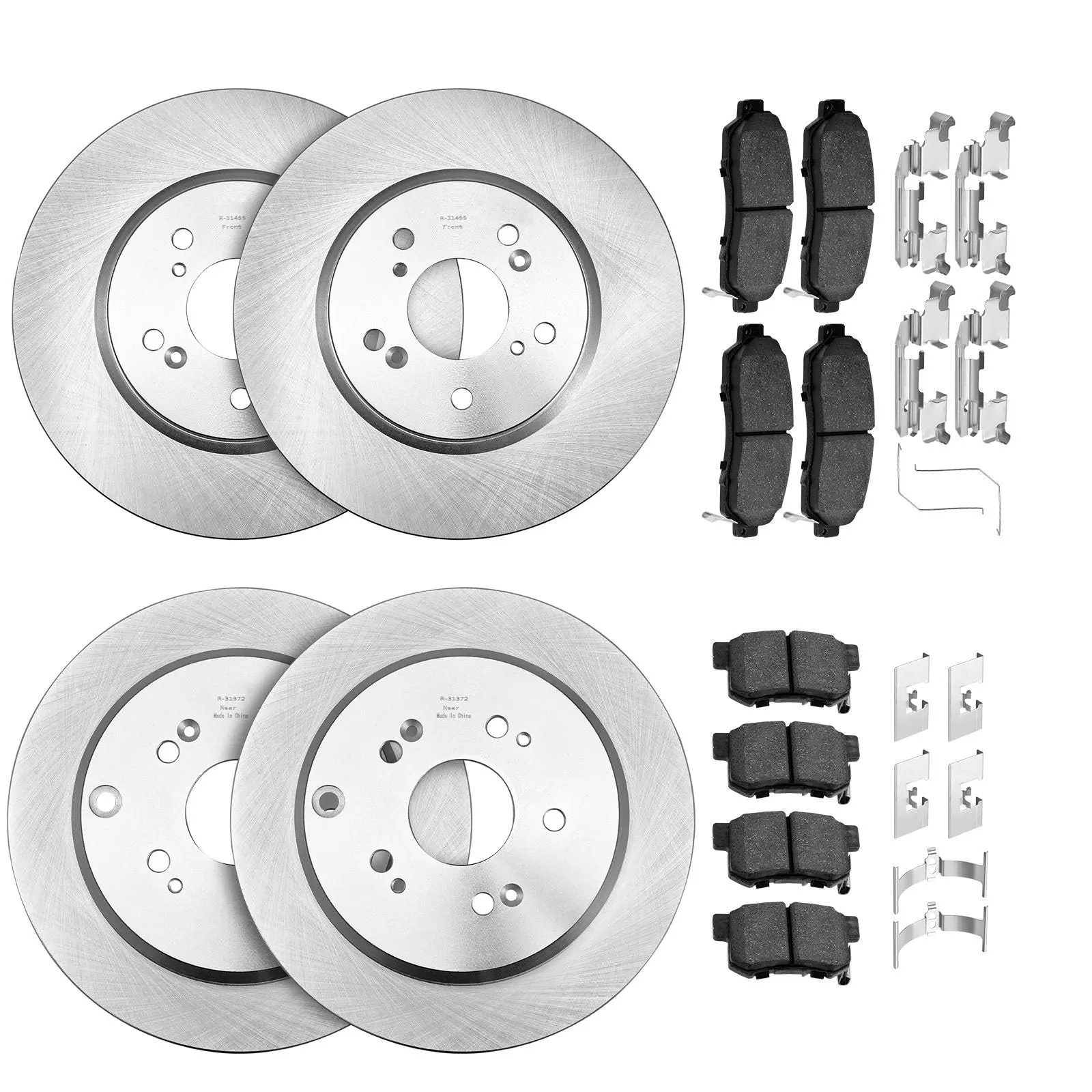 Front & Rear Brake Kit for 2012-2016 Honda CR-V AWD | Ceramic Brake Pads & Rotors Replacement Set | 12" Hollow Front Rotors & 12" Solid Rear Rotors