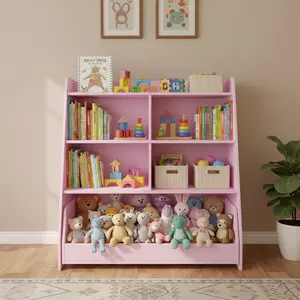 MIU modern decor Kids Bookshelf and Toy Storage, 4 Layer Fabric Toddler Bookshelf, Toy Storage Organizer, Sling Kids Bookcase, for Playroom, Bedroom, Nursery, Classroom