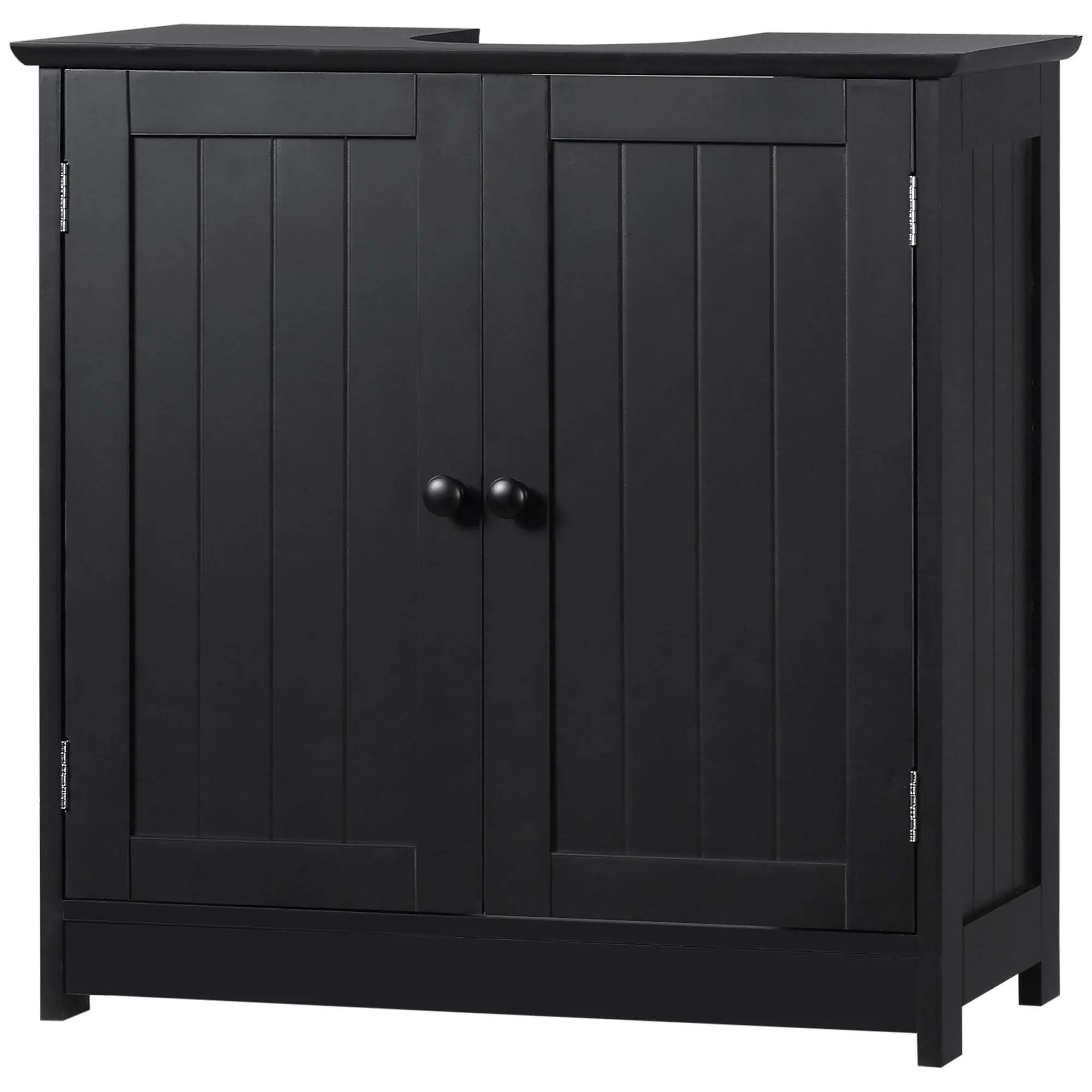 HOMCOM Under Sink Bathroom Cabinet, Pedestal Sink Storage Cabinet with 2 Doors, Shelf and U-Shape