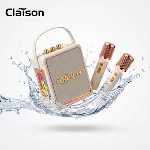 Mini Portable Karaoke Speaker, 2 UHF Wireless Mics, KTV Level 360° Surround Sound, HiFi Stereo Deep Bass, Echo Reverb Function, RGB Ambient Lights, Bluetooth Karaoke Machine for Home Party, Outdoor & Travel, Premium Birthday & Festival Gift for Kids, Bass