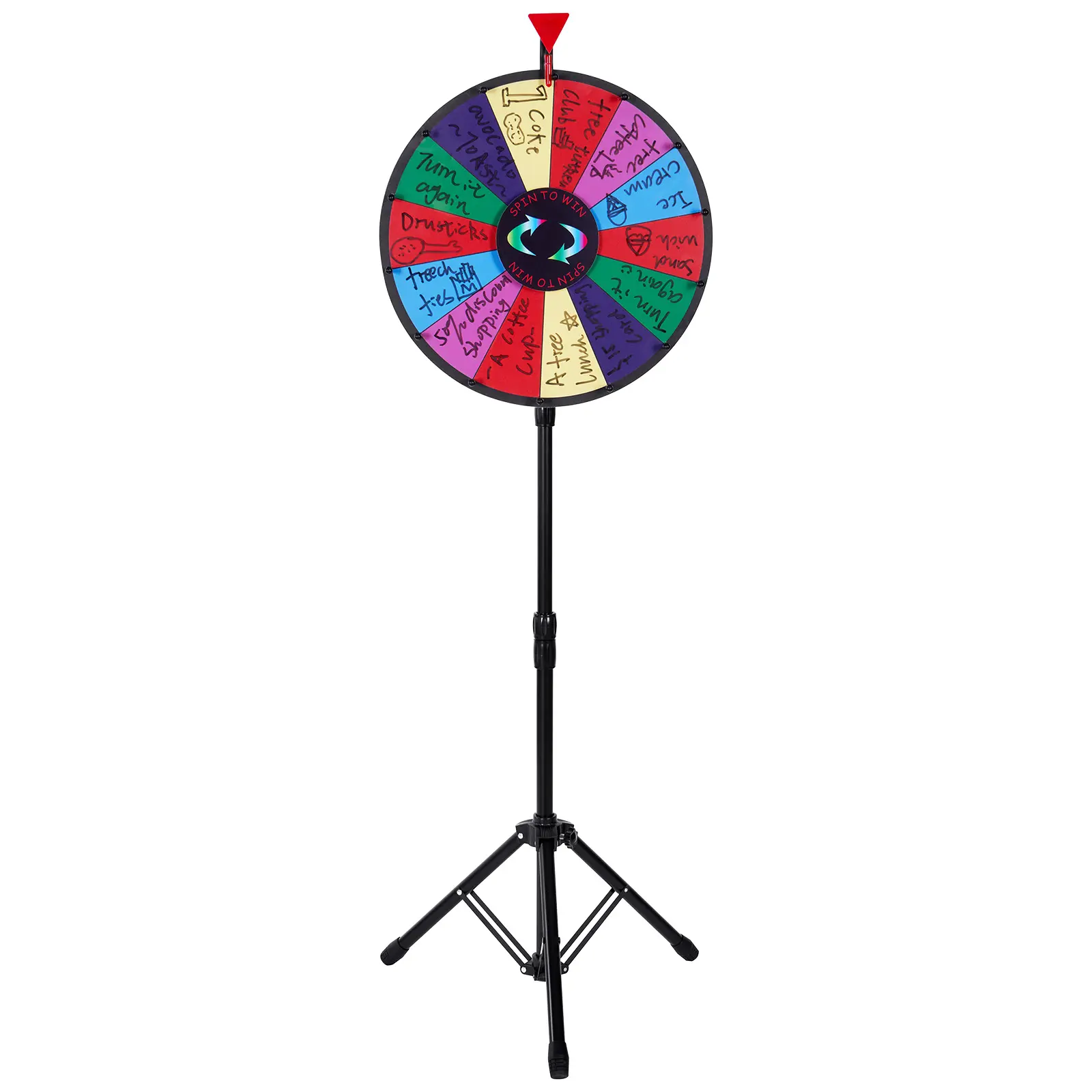 【summerfinds】VEVOR 18 inch Spinning Prize Wheel, 14 Slots Spinning Wheel with Height Adjustable Stand, Roulette Wheel with a Dry Erase, and a Storage Bag, Win Fortune Spin Games in Party Pub Trade Show Carnival
