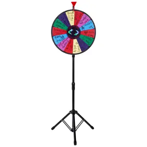 VEVOR 18 inch Spinning Prize Wheel, 14 Slots Spinning Wheel with Height Adjustable Stand, Roulette Wheel with a Dry Erase, and a Storage Bag, Win Fortune Spin Games in Party Pub Trade Show Carnival