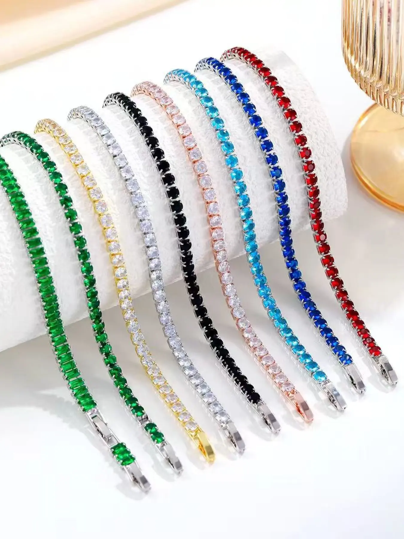 neutral zircon bracelet, Stackable bracelets, tennis design, Fashionable bracelet, Modern Fashion Accessories, tennis bracelet, perfect gift for men and women, Valentine's Day gift, New Year's gift, Ramadan gift, Alloy Chain Bracelet, Stacking Bracelet