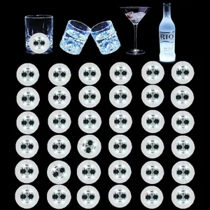 LED Coaster White,36 Pack Light Up Coasters, Bottle Lights Coaster Discs for Drinks,Flash Cup Coaster Flashing Shots Light (White)