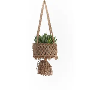 New Macrame Hanging Planter Utility Basket - Jute